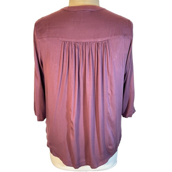 Lisa Rinna Tunic Blouse Womens Size L V-Neck Hi-Lo Hem 3/4 Sleeve 1 Pocket - Picture 4 of 8